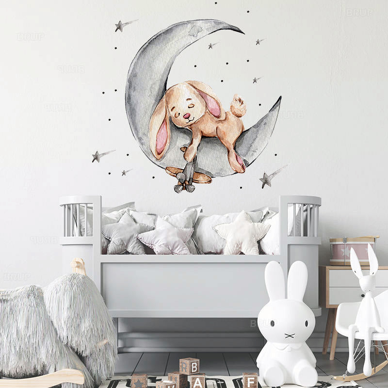 Bunny Sleeping on the Moon - Wall Sticker